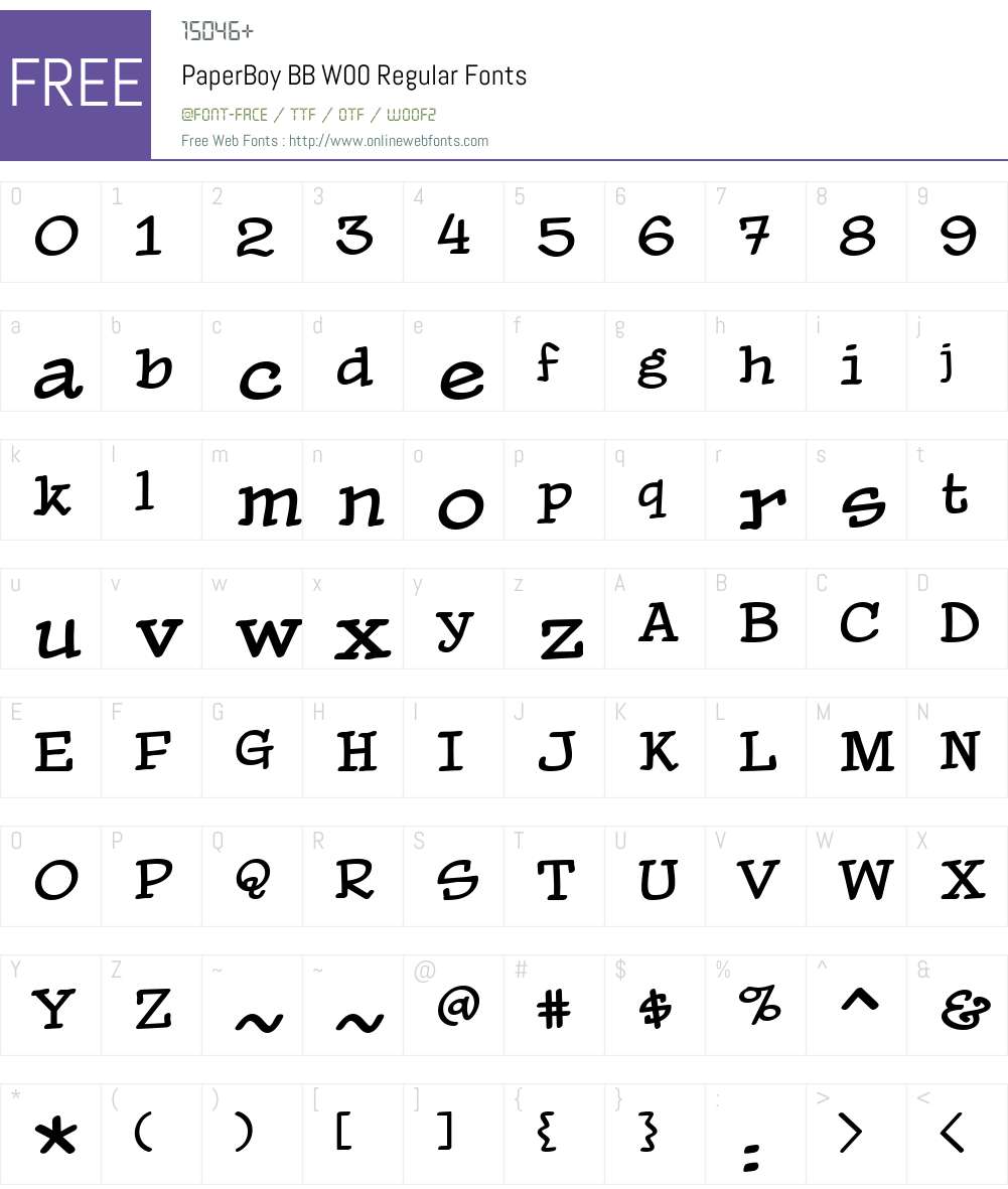 PaperBoy BB Font Screenshots