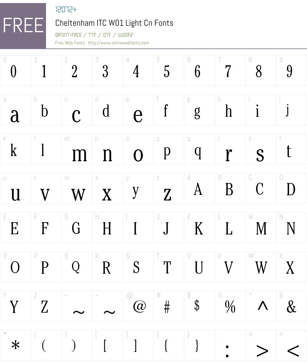 CheltenhamITCW01-LightCn Font Screenshots