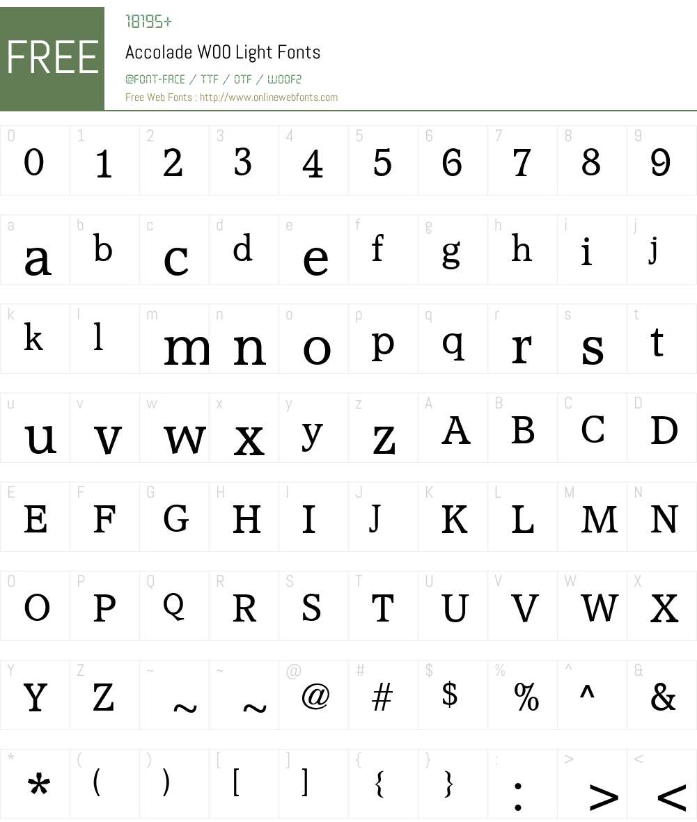 AccoladeW00-Light Font Screenshots