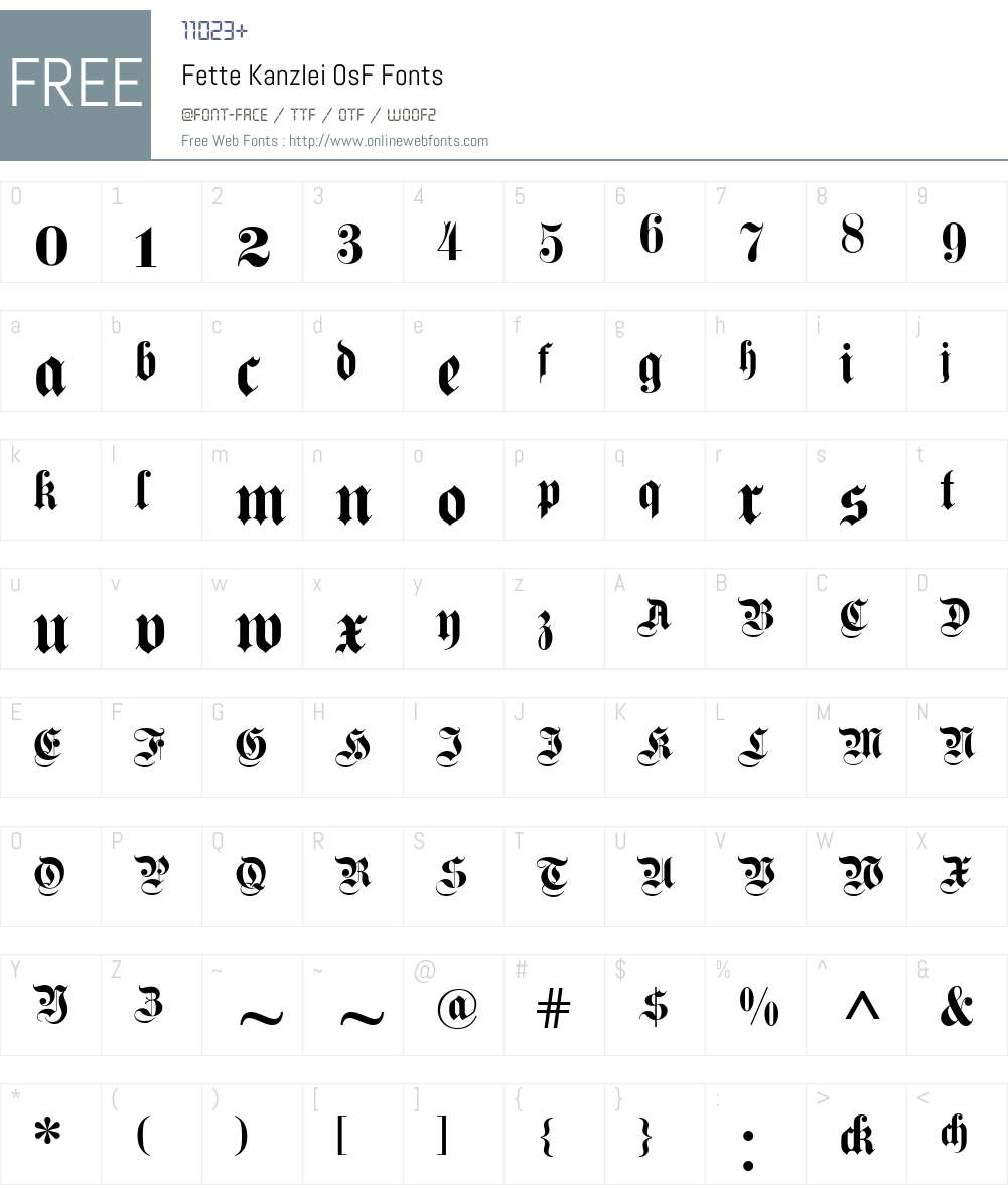 Fette Kanzlei OsF Font Screenshots