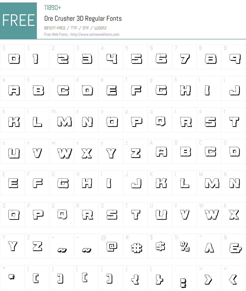 Ore Crusher 3D Font Screenshots