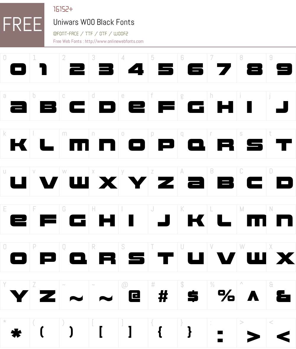 UniwarsW00-Black Font Screenshots