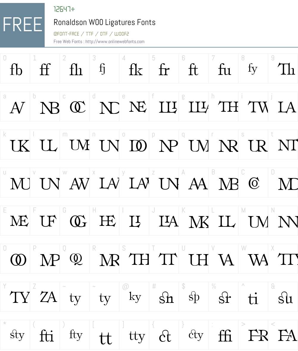 RonaldsonW00-Ligatures Font Screenshots