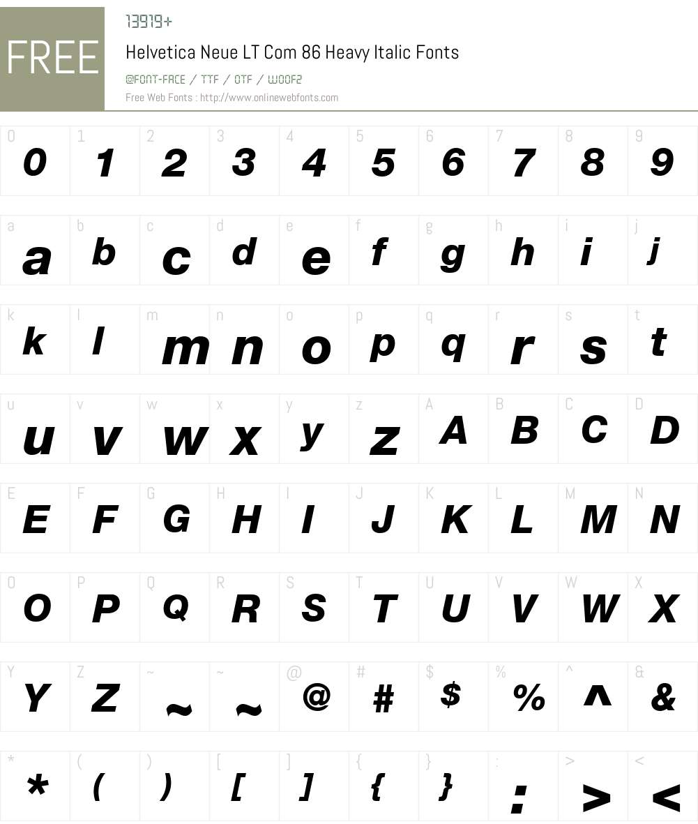 Helvetica Neue LT Com Font Screenshots