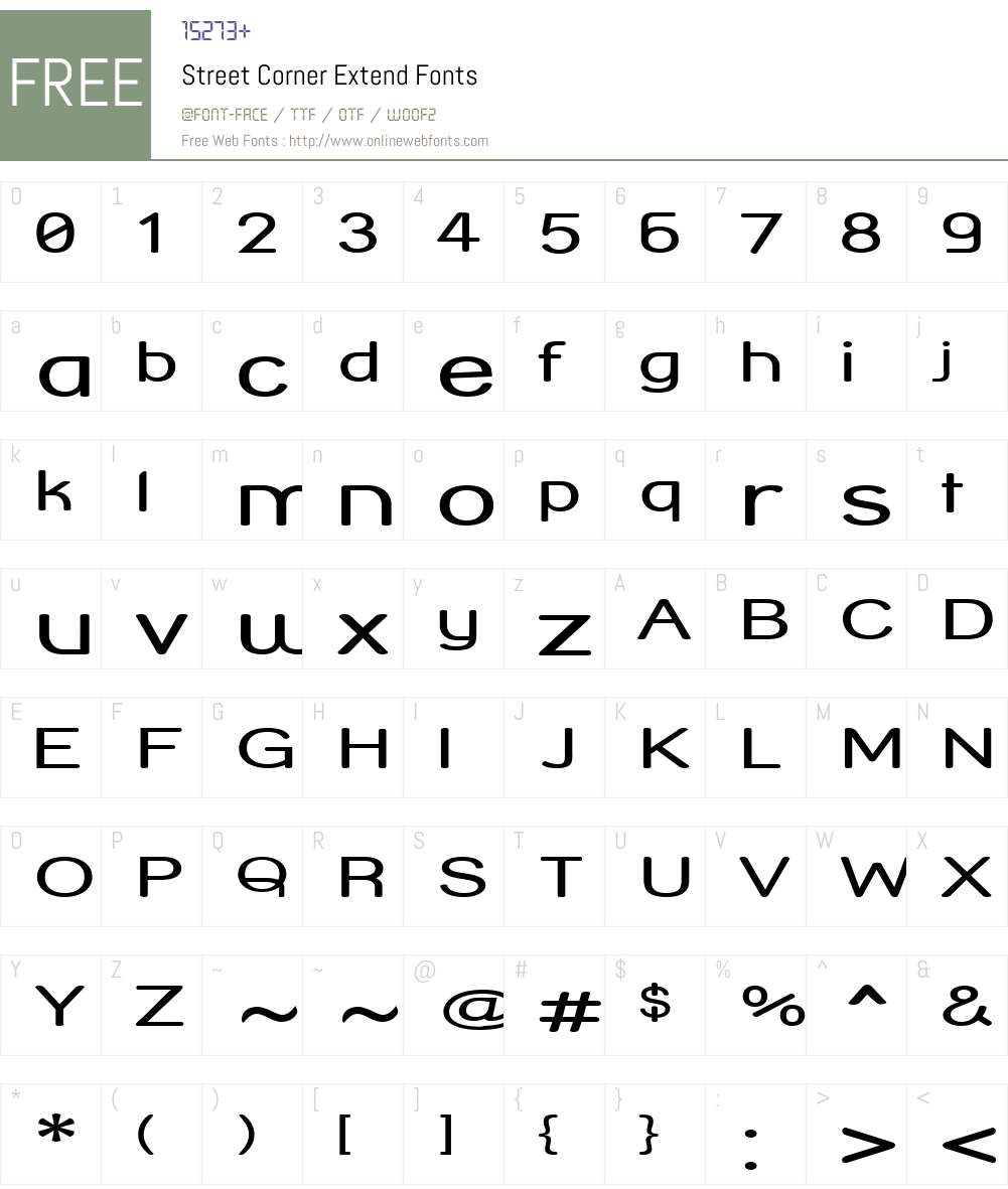 Street Corner Extend Font Screenshots