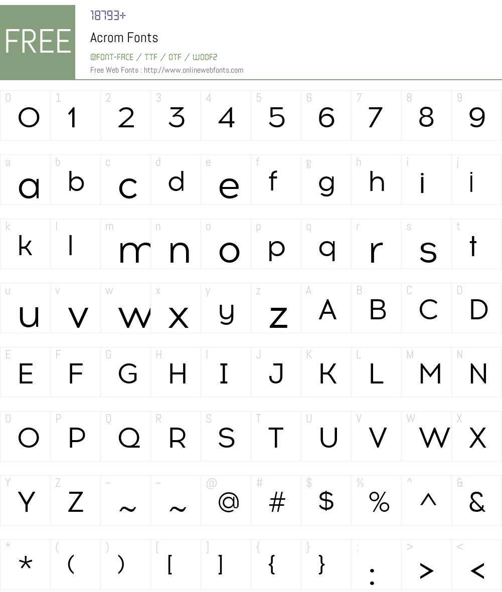 Acrom-Regular Font Screenshots