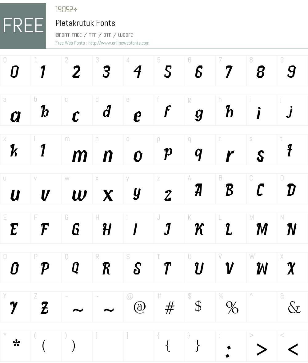 Pletakrutuk Font Screenshots