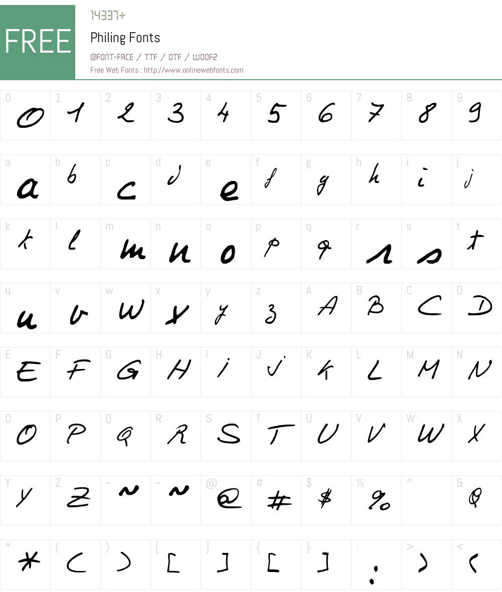 Philing Font Screenshots