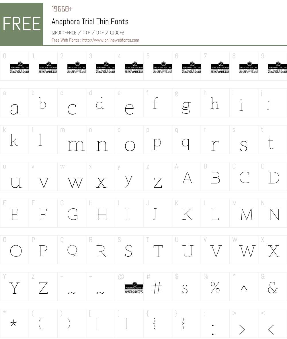 Anaphora Trial Font Screenshots