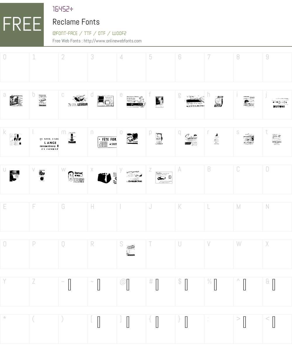 Reclame Font Screenshots
