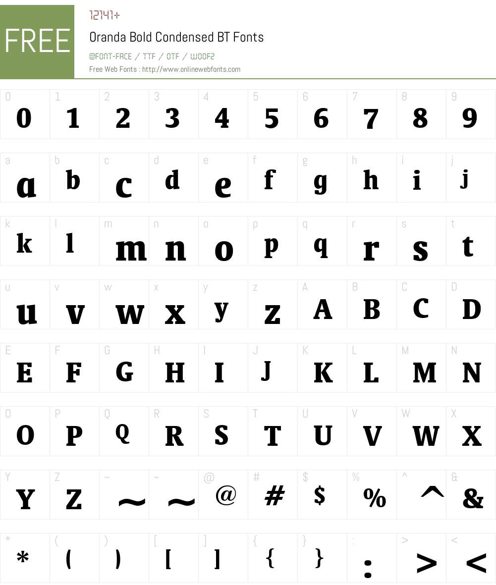 Oranda Cn BT Font Screenshots