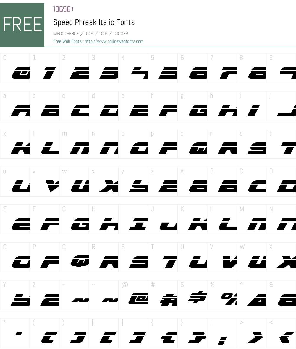Speed Phreak Italic Font Screenshots
