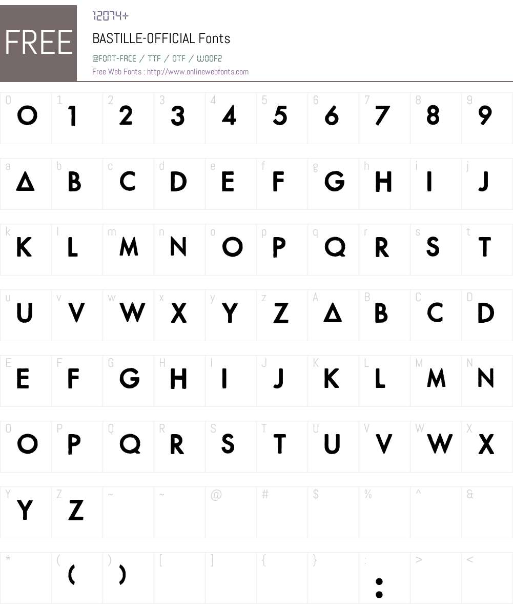 BASTILLE-OFFICIAL Font Screenshots