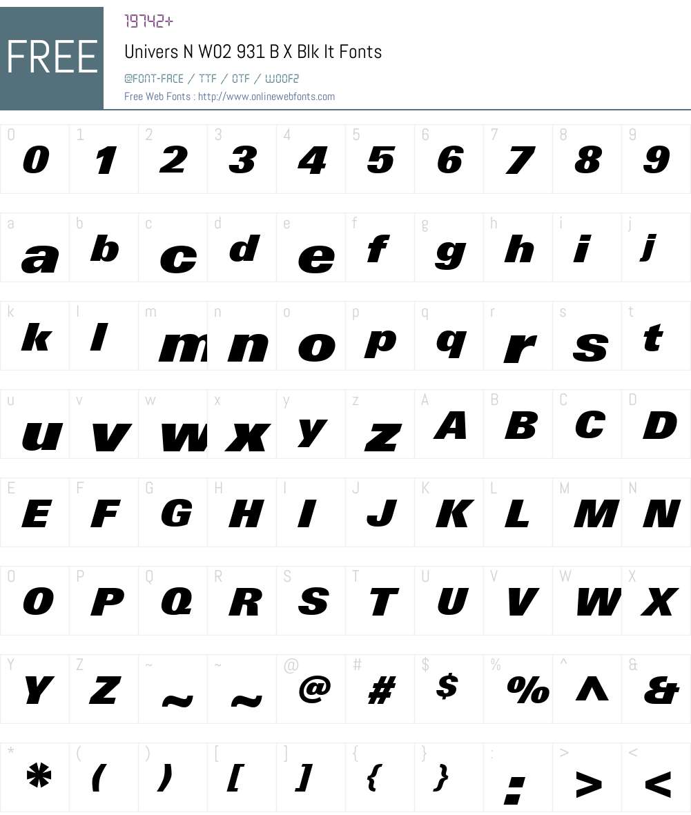 UniversNW02-931BXBlkIt Font Screenshots