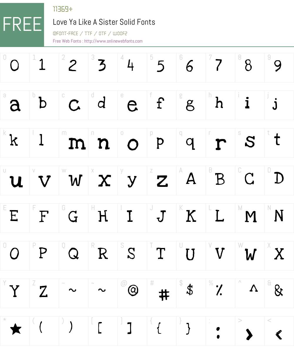 Love Ya Like A Sister Solid Font Screenshots