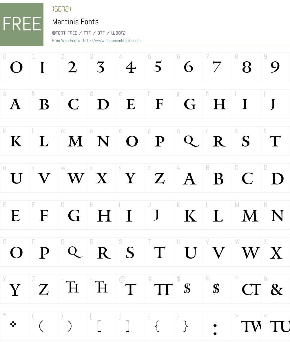 Mantinia Font Screenshots
