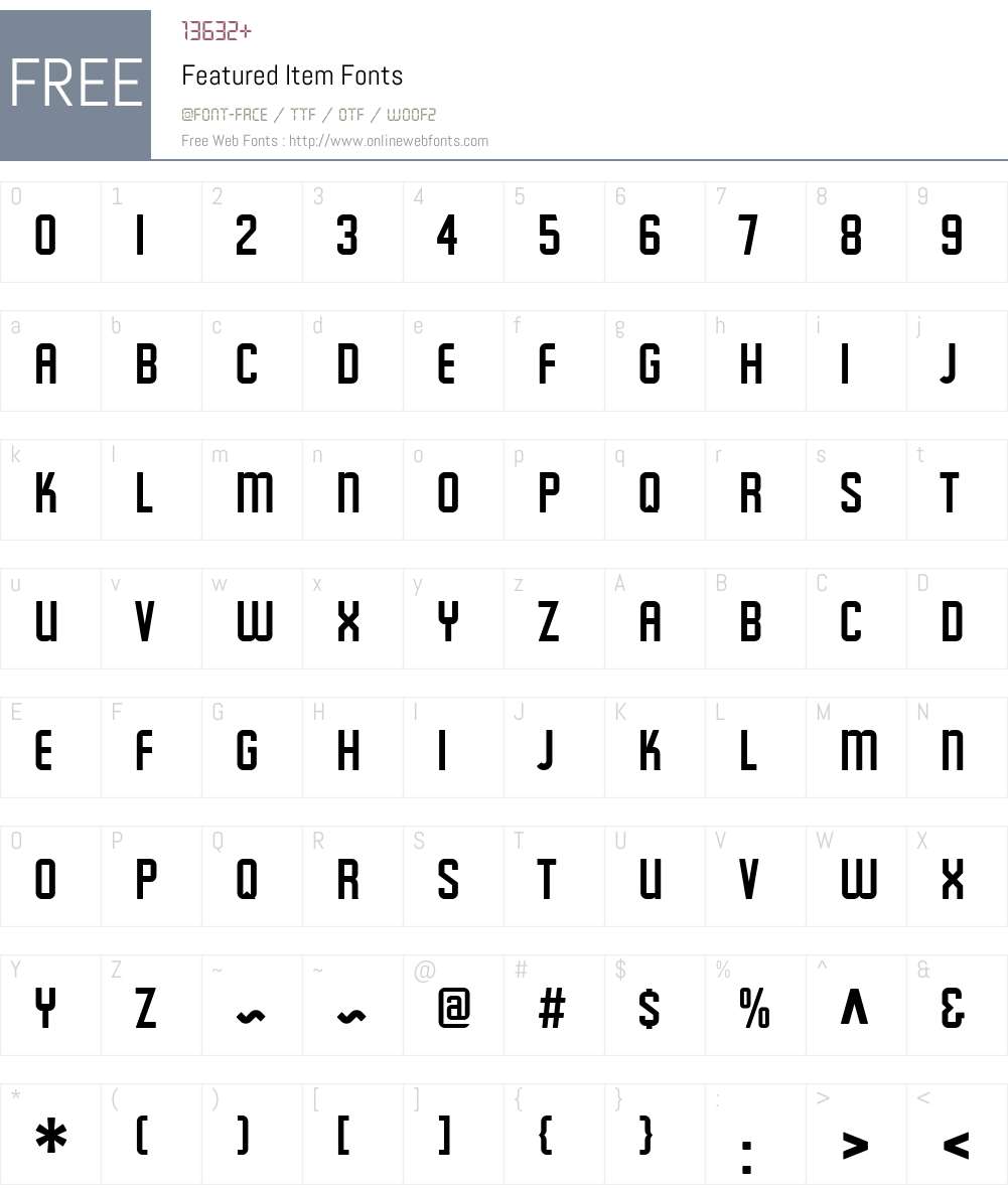 Featured Item Font Screenshots