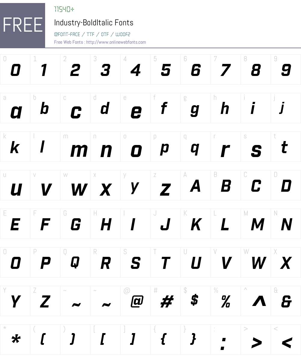 Industry Font Screenshots