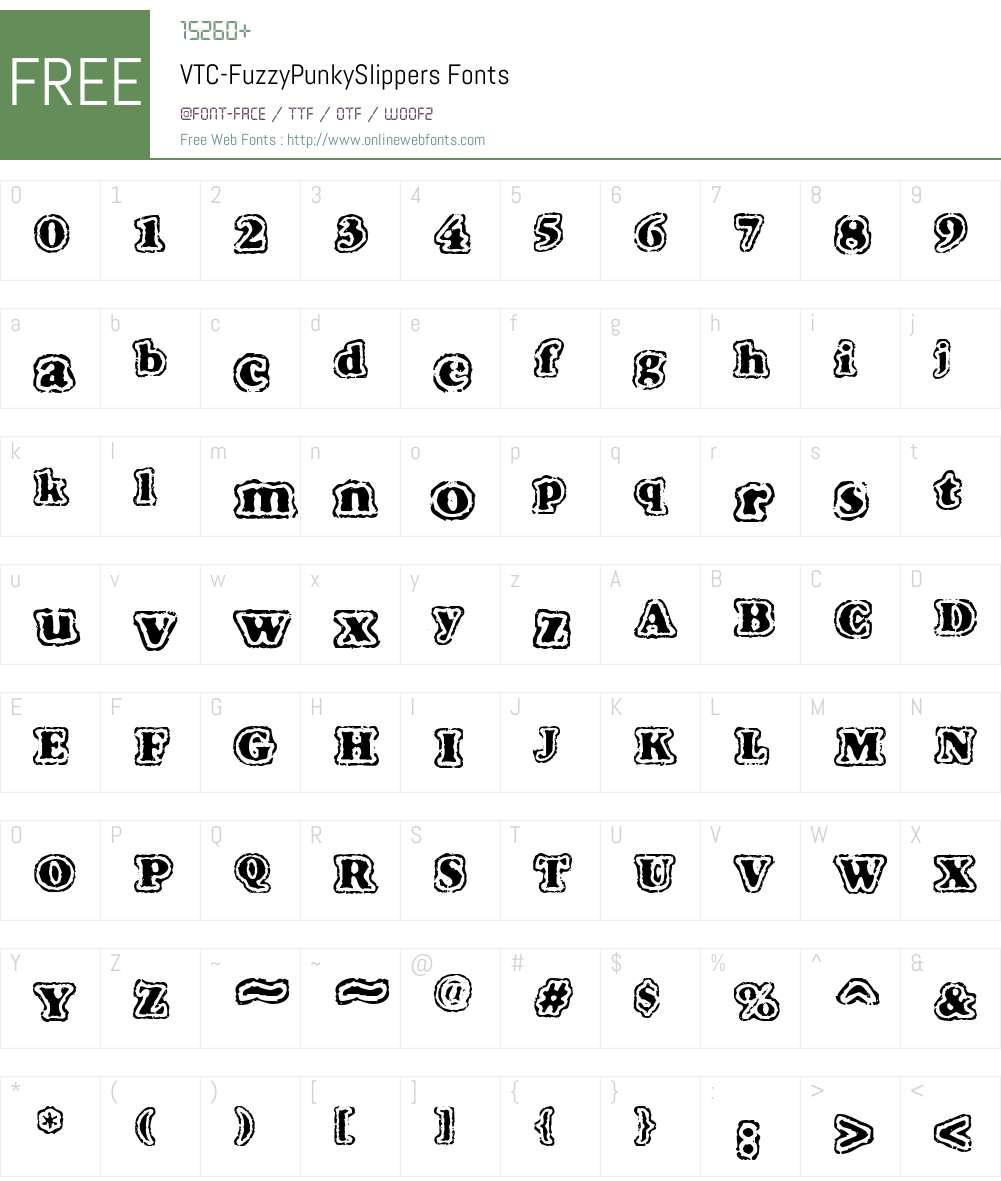 VTC-FuzzyPunkySlippers Font Screenshots