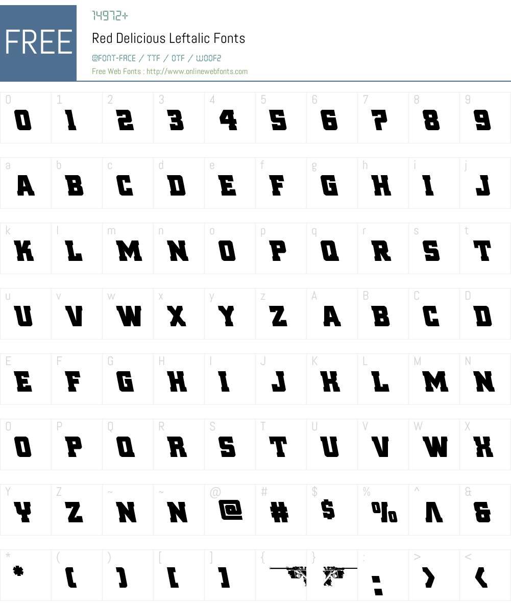 Red Delicious Leftalic Font Screenshots