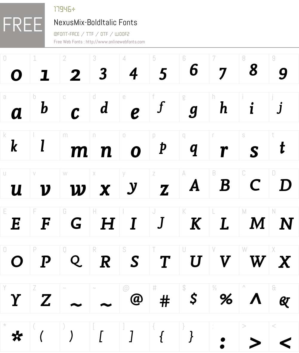 NexusMix-BoldItalic Font Screenshots