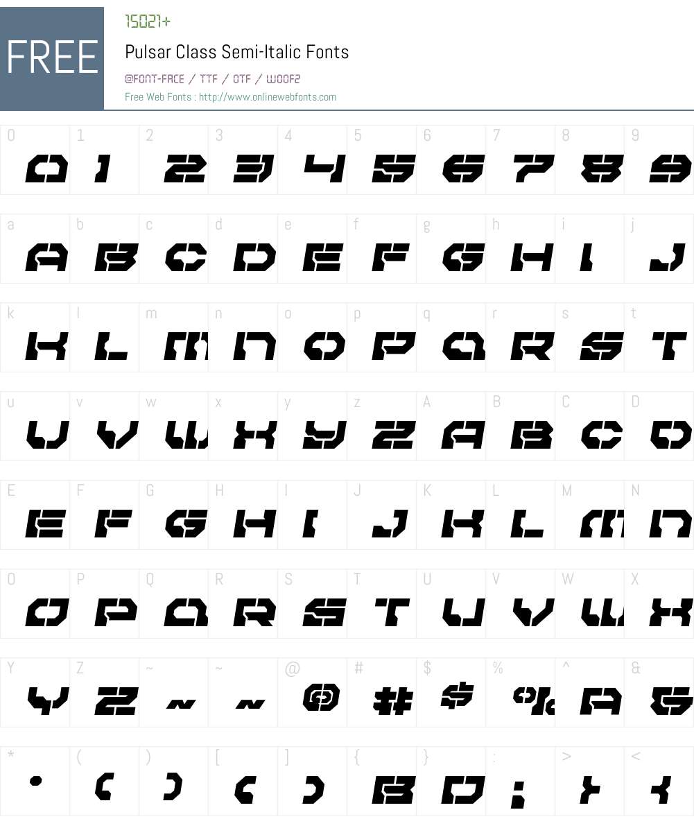 Pulsar Class Semi-Italic Font Screenshots