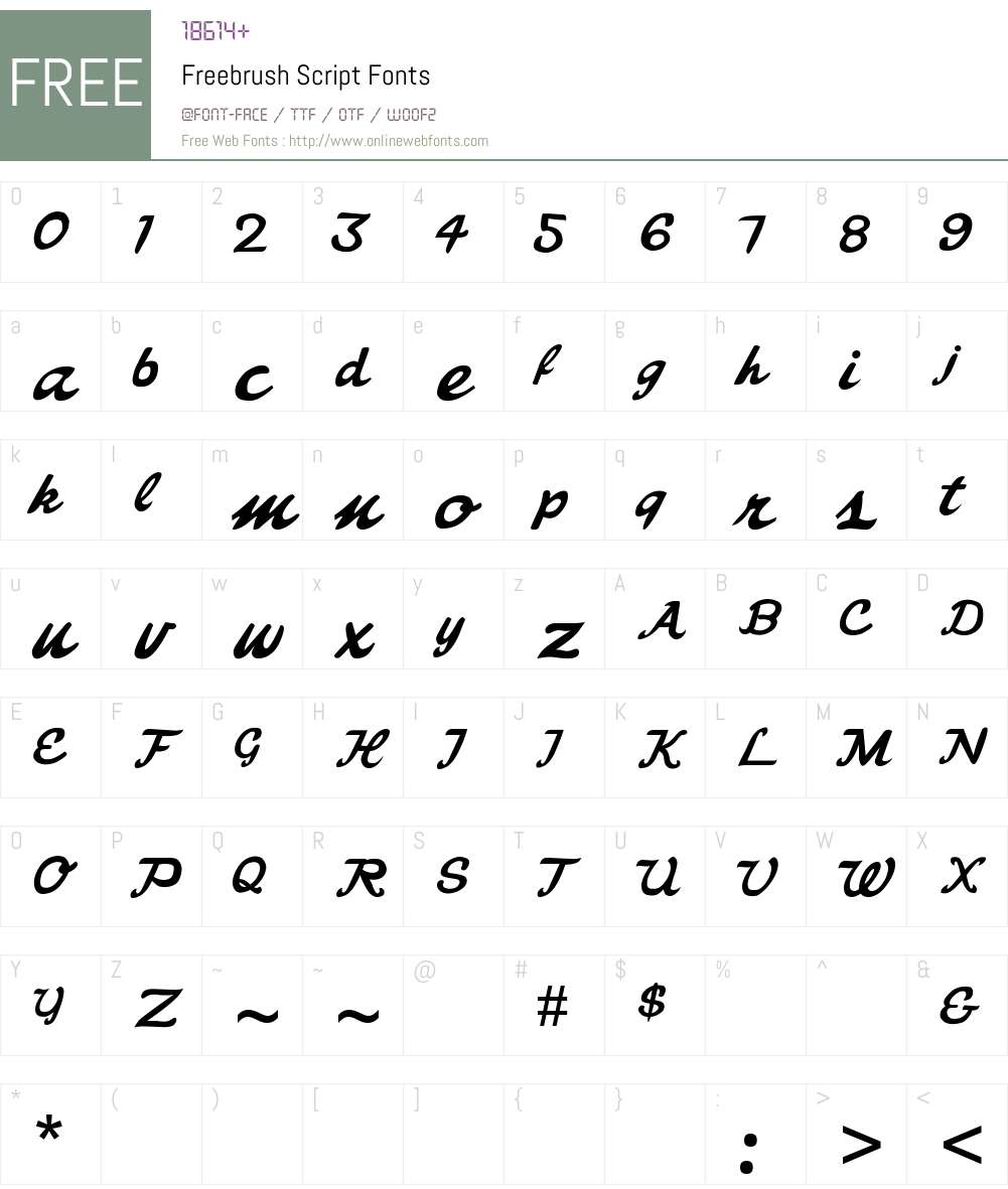 Freebrush Script Font Screenshots