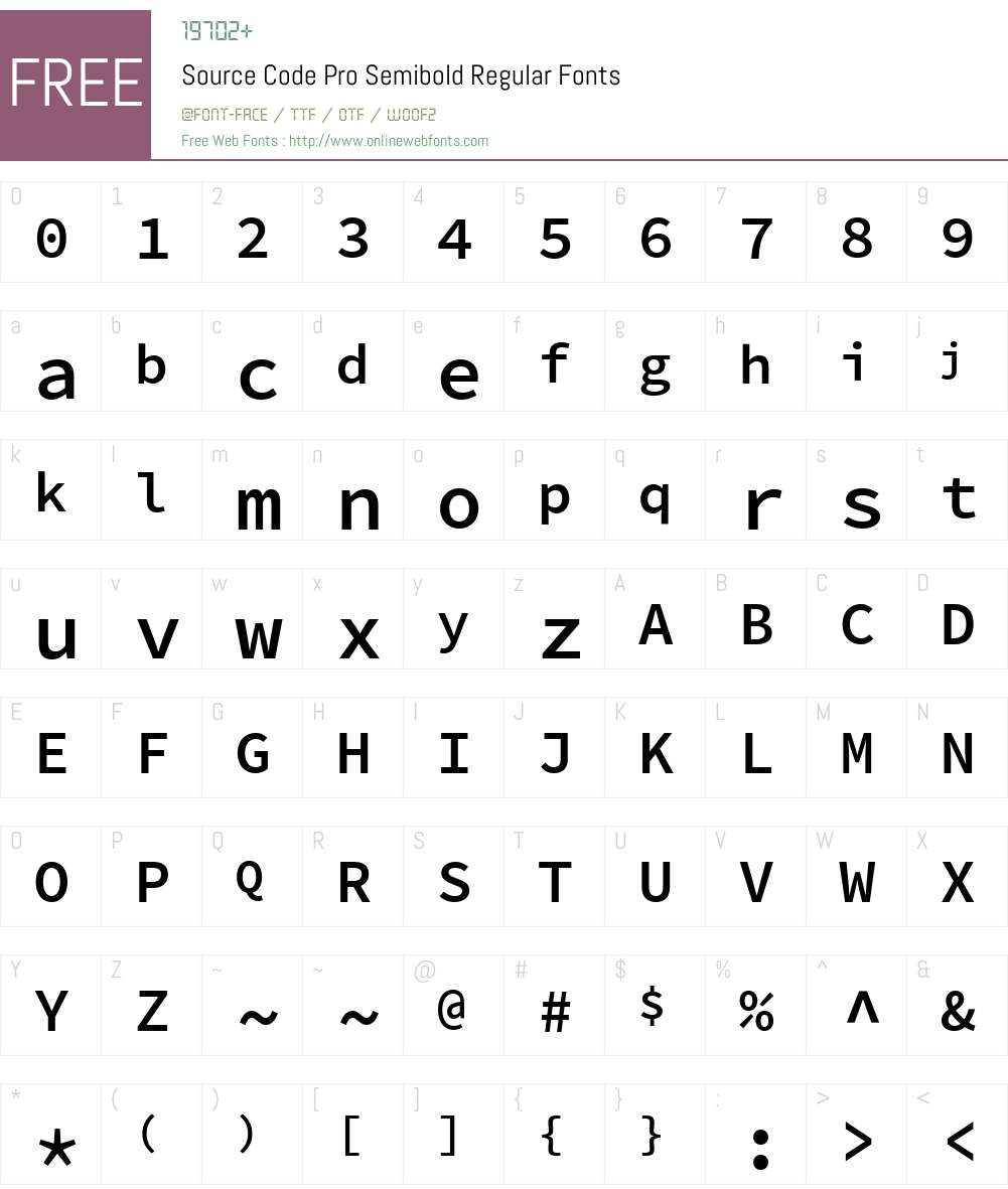 Source Code Pro Semibold Font Screenshots
