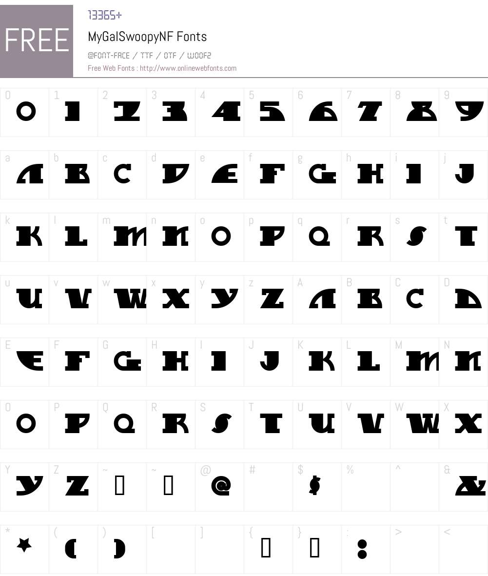 MyGalSwoopyNF Font Screenshots