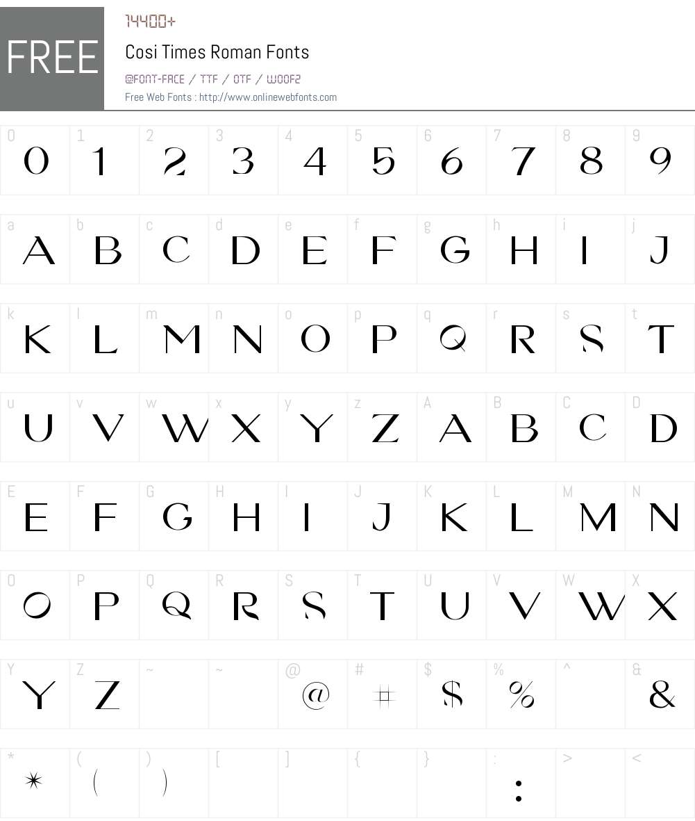 Cosi Times Roman Font Screenshots