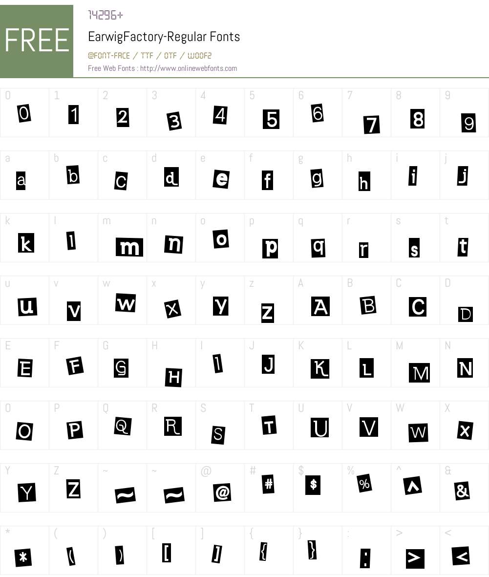 Earwig Factory Font Screenshots