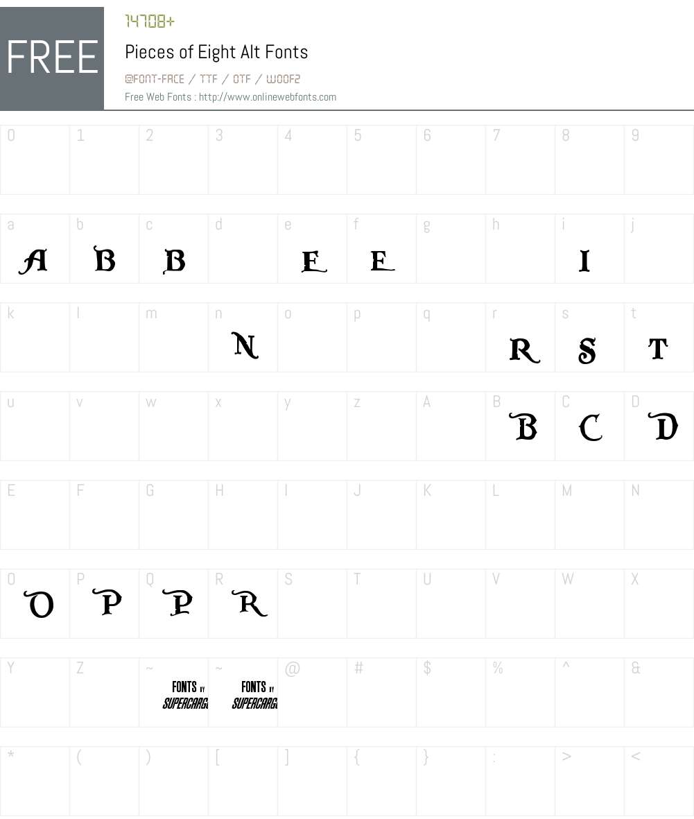 Pieces of Eight Alt Font Screenshots