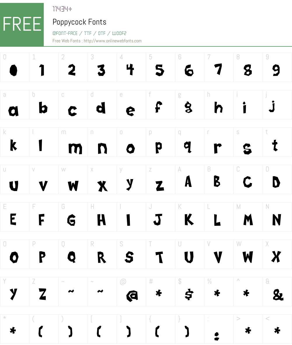 Poppycock Font Screenshots