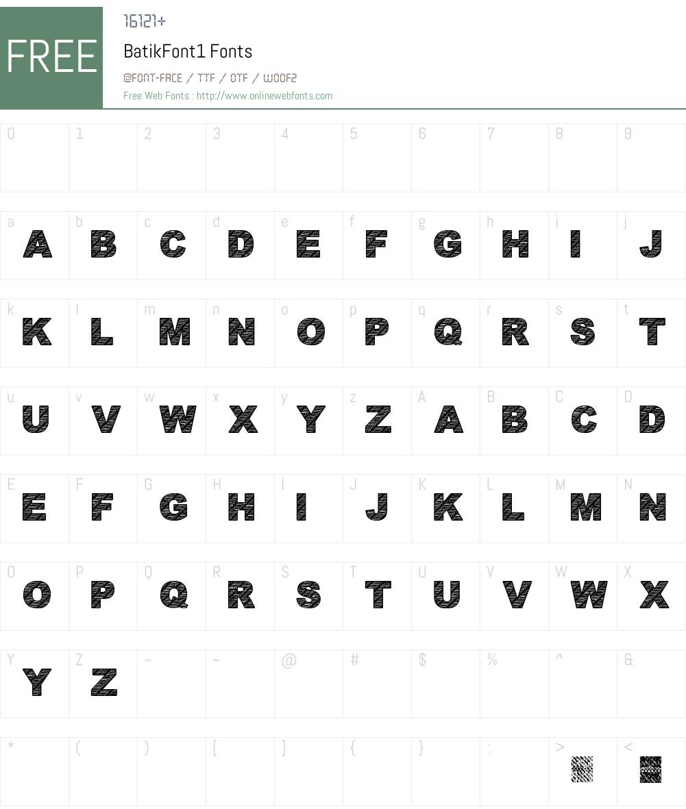 BatikFont1 Font Screenshots