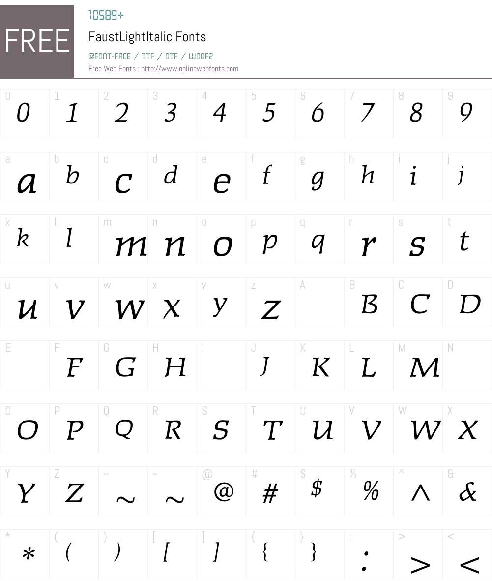 FaustLightItalic Font Screenshots