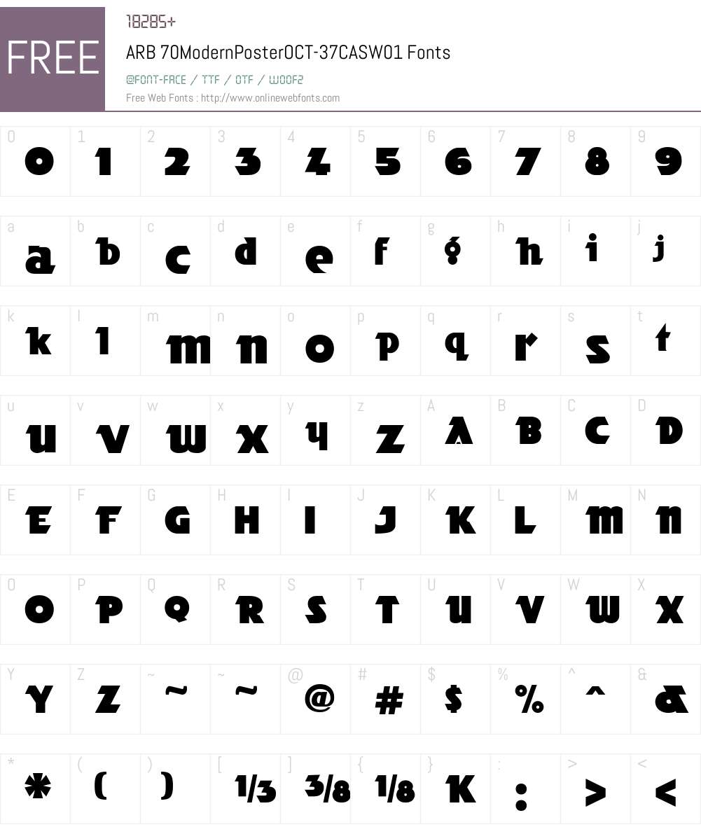 ARB70ModernPosterOCT-37CASW01 Font Screenshots