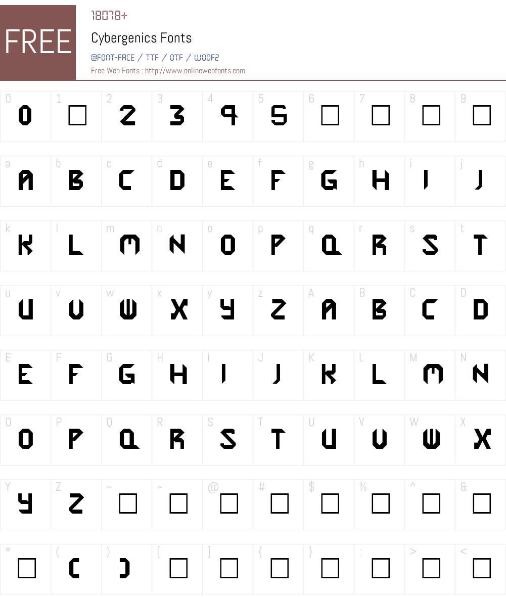 Cybergenics Font Screenshots