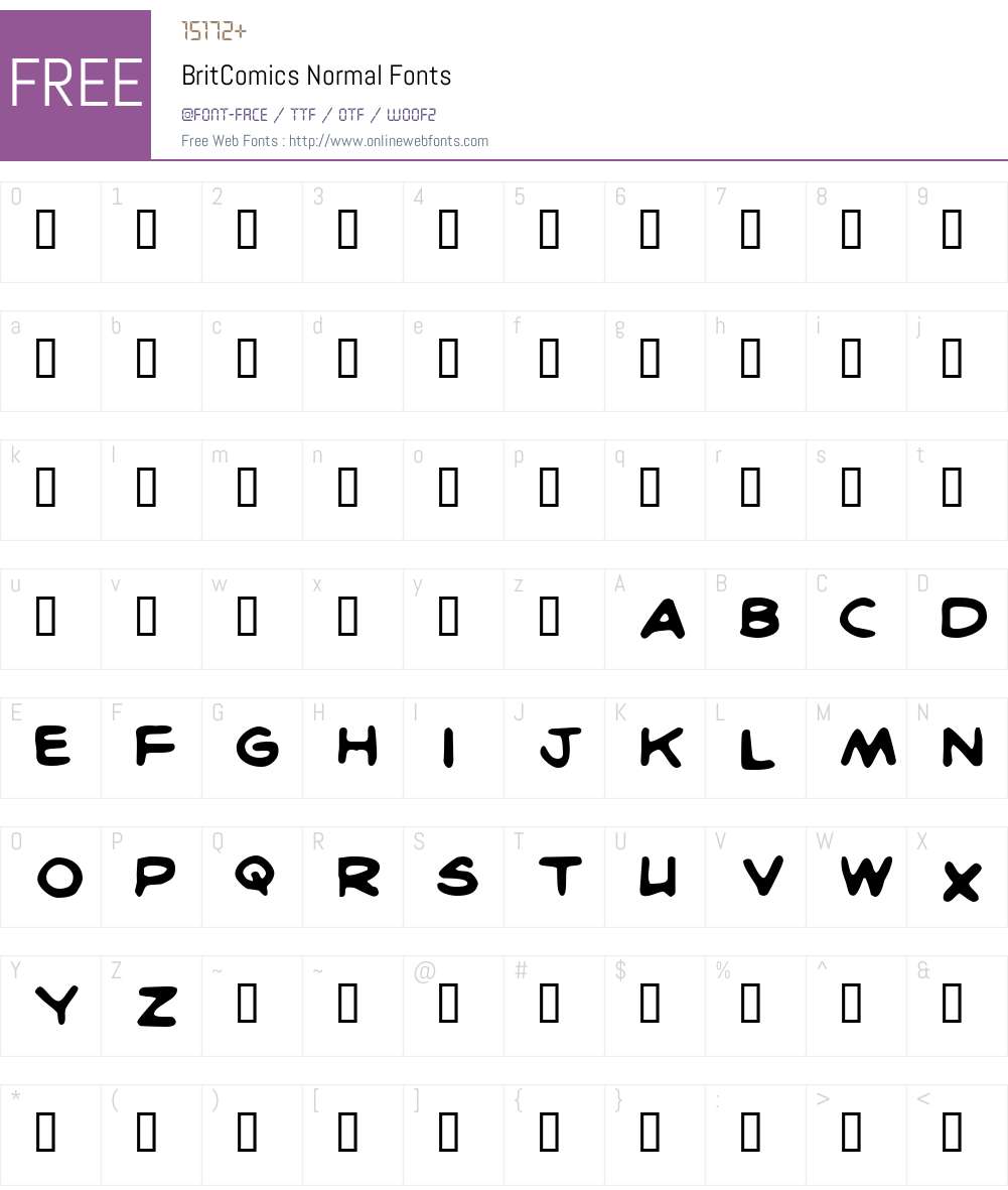 BritComics Font Screenshots