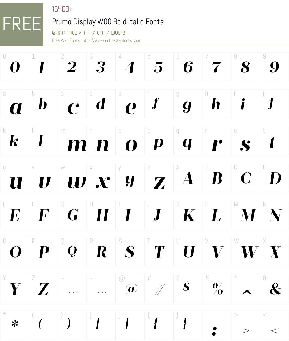 PrumoDisplayW00-BoldItalic Font Screenshots