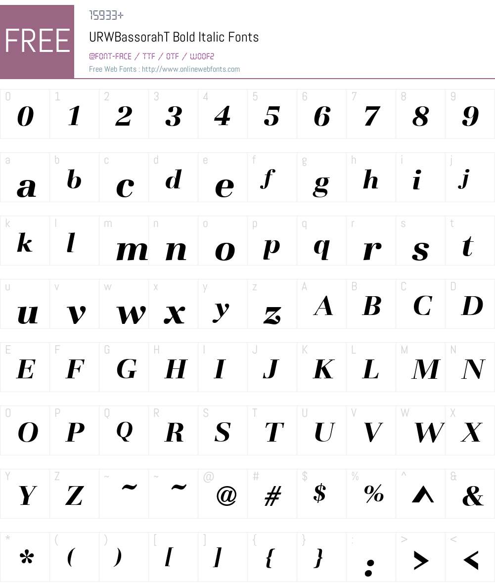 URWBassorahT Font Screenshots