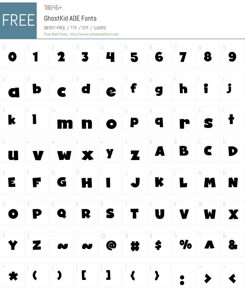 GhostKidAOE Font Screenshots