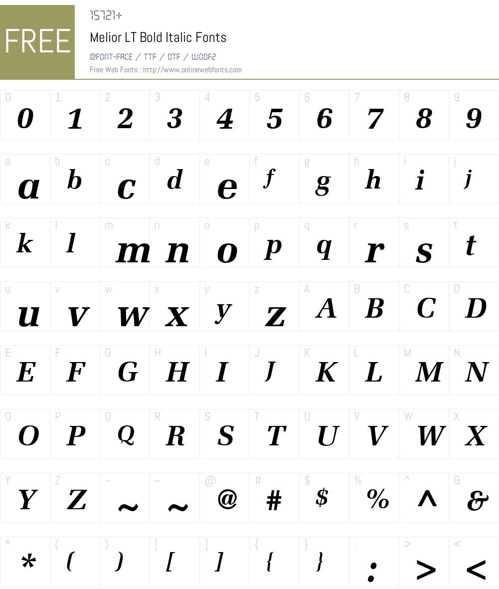 Melior LT Font Screenshots
