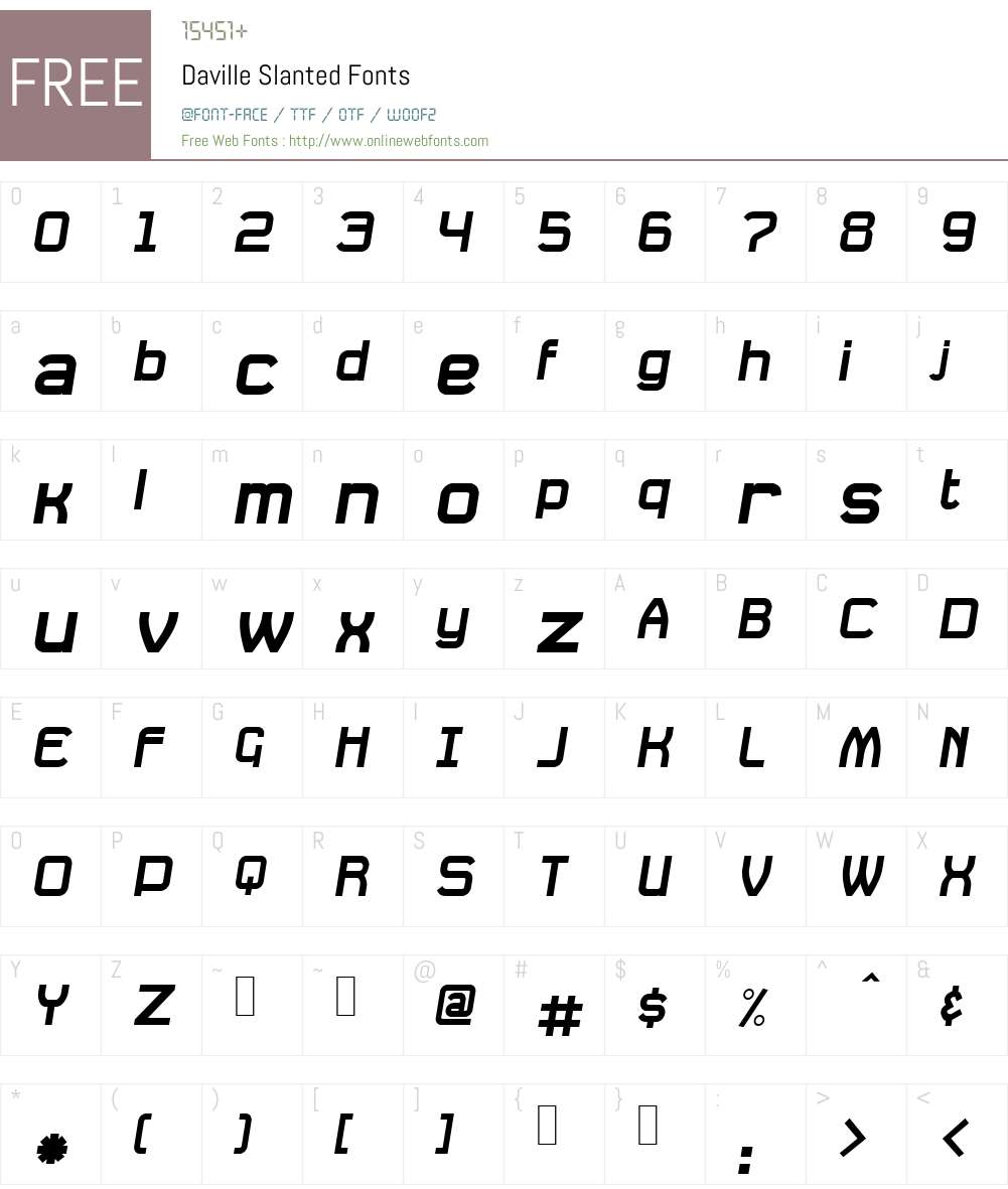Daville Slanted Font Screenshots