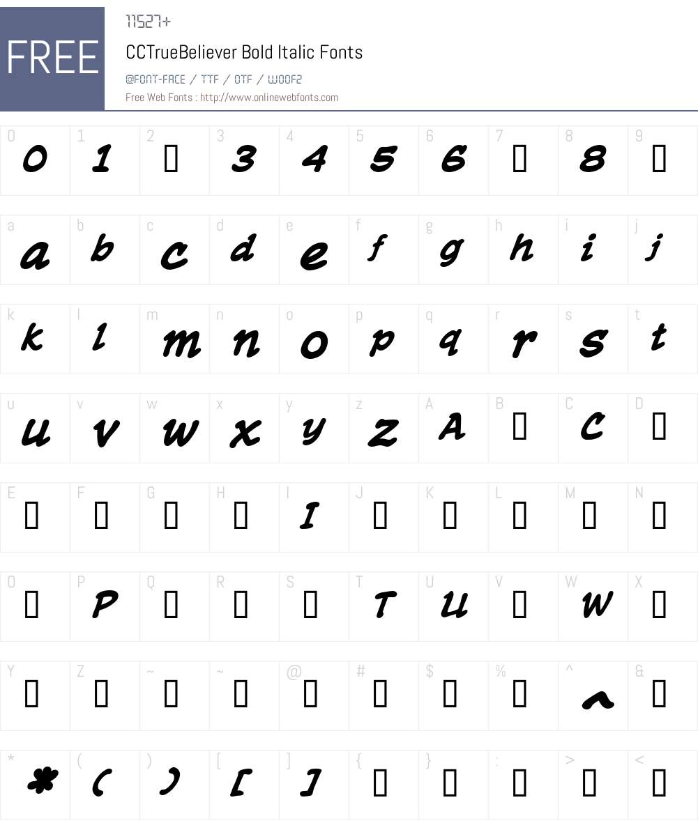 CCTrueBeliever-BoldItalic Font Screenshots