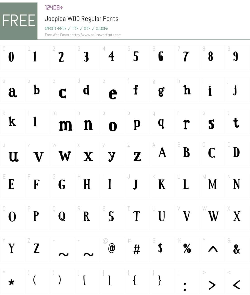 JoopicaW00-Regular Font Screenshots