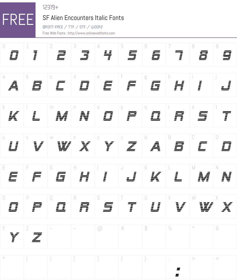 SF Alien Encounters Font Screenshots