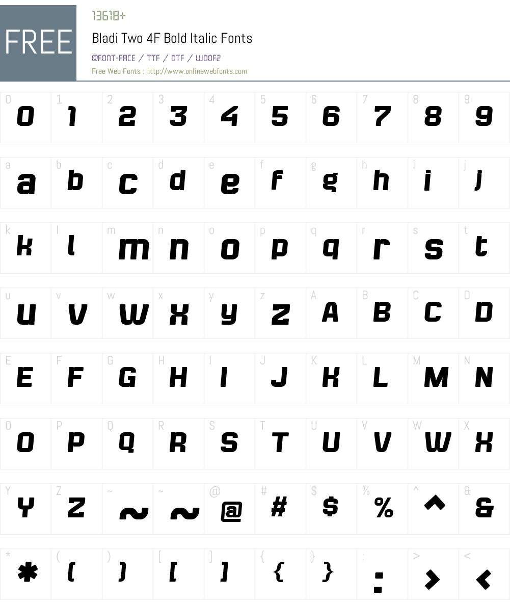 Bladi Two 4F Font Screenshots