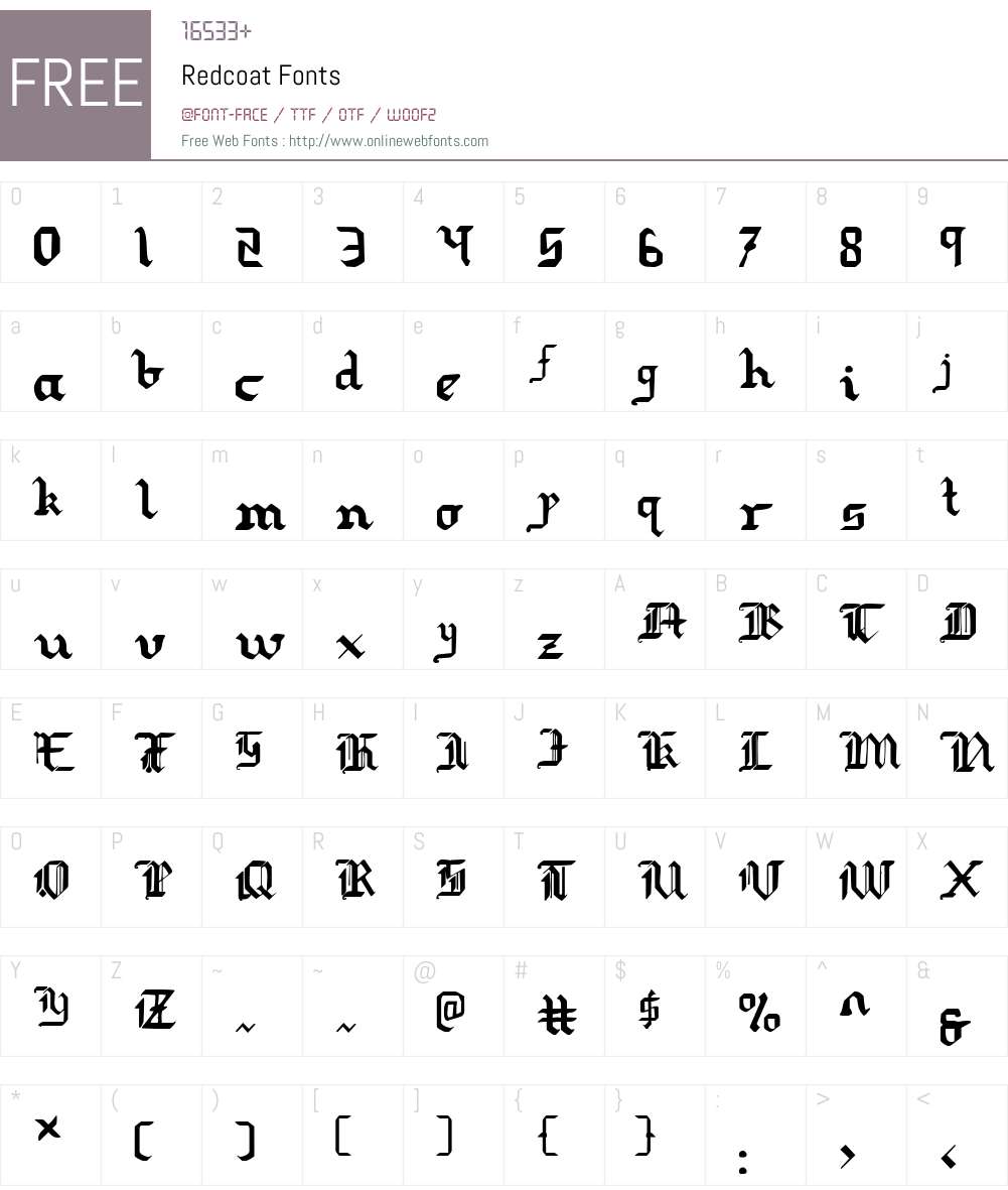 Redcoat Font Screenshots