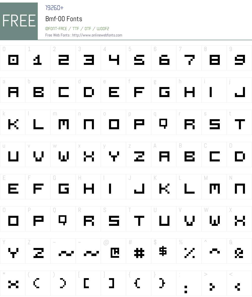Bmf-00 Font Screenshots