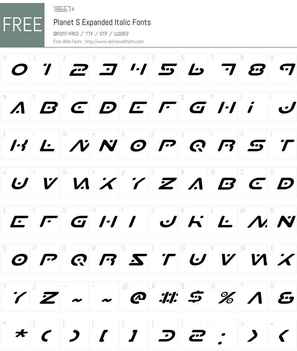 Planet S Expanded Italic Font Screenshots